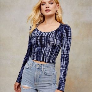 Topshop Tie Dye Long Sleeve Crop Top